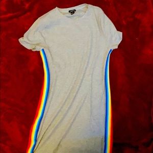 Grey Dress with Rainbows strips on side
